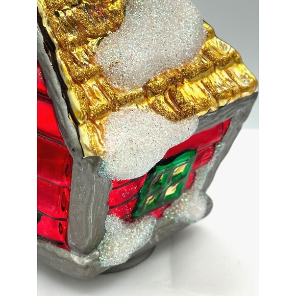 Department 56 Mercury Glass Christmas Tree Ornament Birdhouse Vintage Handpaint - Picture 10 of 16